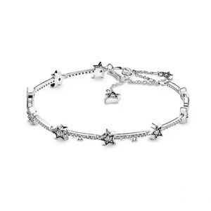 Dazzling Silver Star Charm Bracelet Crystal rhinestones